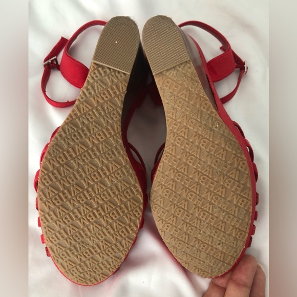 WHBM Gorgeous red strappy snakeskin platform wedges, worn 1x. - Picture 6 of 13
